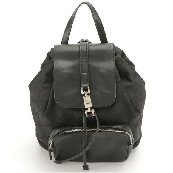 Gucci Piston Lock Backpack Purse in GG Nylon Canvas and Leather - Picture 1 of 9
